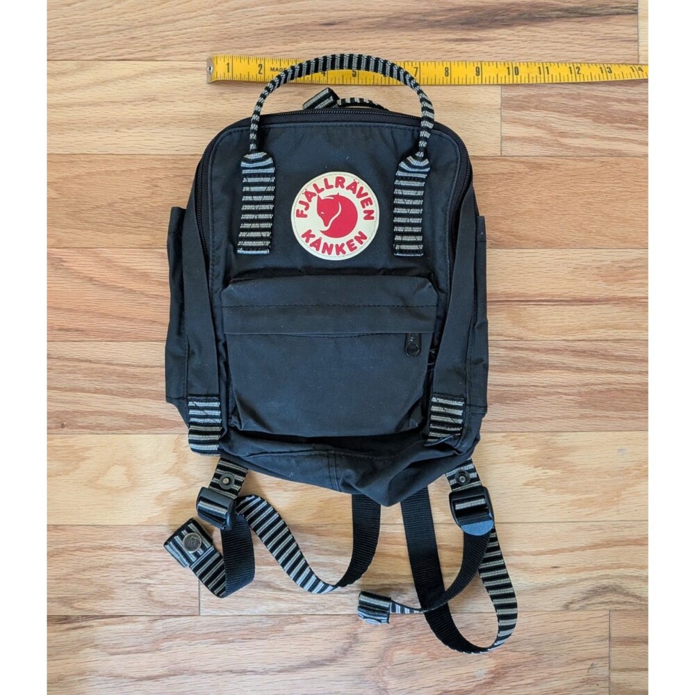 Fjallraven Kanken Mini Backpack Black and White Canvas